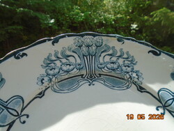 Látványos Edward korabeli szecessziós virágmintás  angol porcelán tál CROWN DEVON koronás jelzéssel