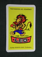 Kártyanaptár,LEO jégkrém,Budatej tejüzem,Törökbálint,grafikai,reklám figura,oroszlán,1977  (5)