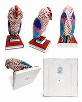 Herendi porcelán bagoly figura könyv talapzaton 29 cm