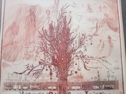 Gross Arnold colored etching: Flower and Toy Train