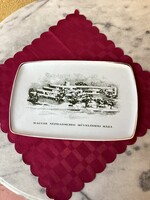 Hollóházi porcelán tálca MAGYAR NÉPHADSEREG MŰVELŐDÉSI HÁZA felirattal 32x21 cm.