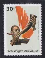 1973 Rwanda 30c Gyönyörű Hibátlan Postatiszta Bélyeg Közép- és Nyugat-Afrika hangszerei