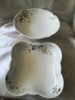 Porcelán /Schlaggenwald/ asztalközép, talpas kínáló+ szögletes köretes tál