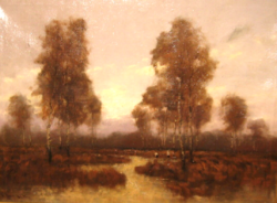 TAVASZI AKCIÓ! CSODÁS EREDETI VITÉZ  SASHEGYI KÁLMÁN / 1886-1940 / : MOCSRAS TÁJ GÓLYÁKKAL
