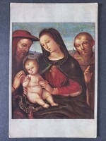 Antik művészi vallási témájú képeslap Madonna Jézussal