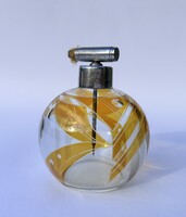 Rare Art Deco perfume glass atomizer Czech artist glass Karl Palda geometric pattern