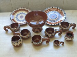 Vintage 11 részes Bolgár Troyan kerámia készlet - MISKOLCI SZEMÉLYES ÁTVÉTEL