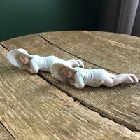 Antik német biszkvit porcelán zongora baba 1900-ból, párban