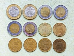 Olaszország 12 db Különböző Érme 200 500 1000 Líra 1978-1998
