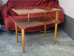 2 SZINTES KRÓM BETÉTES RETRO DOHÁNYZÓ ASZTAL 68 X 44 X 60.5 CM