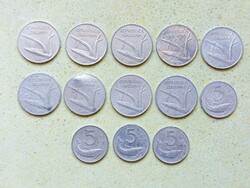 Olaszország 13 db Különböző Érme 5 10 Líra 1951-1982