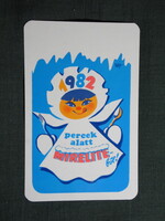 Kártyanaptár,MIRELITE hűtőipari vállalat,grafikai,reklám figura, 1982   (5)