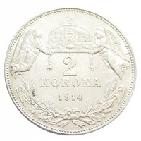 Magyarország,2 korona 1914 EF+ ezüst 10g835