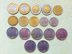 Olaszország 17 db Különböző Érme 100 200 500 1000 Líra 1956-1998