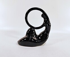 ART DECO - MODERN RETRO BLACK WOMEN'S CERAMIC FIGURE 18 CM., PRISTINE! (A052)