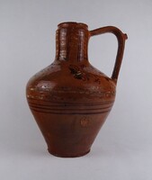 1T145 Antik nagyméretű mezőtúri korsó cserép kanta 33 cm