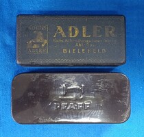 Vintage fém varrogép dobozok Adler Kochs Biefeld,Pfaff  1910-20 évek