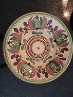 Retro Hódmezővásárhelyi majolika tál,  kínáló,  falitányér 29 cm
