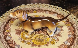 Vintage Royal Dux Bohemia porcelán tacskó kutya 17 x 9 cm