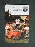 Kártyanaptár,Szövetség ABC áruház,Szolnok,család modell,Csepel kemping kerékpár, 1983   (5)