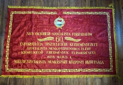 A nagy októberi szocialista forradalom 60. évfordulója, nagyméretű zászló, 190 x 120 cm