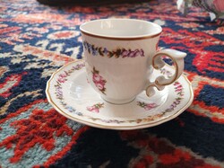 Hollóházi porcelán kávéscsésze alátéttel