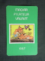 Kártyanaptár,Magyar filatélia,bélyeg vállalat,Budapest,Vuk a róka rajzfilm, 1987   (5)