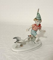 Metzler & Ortloff porcelánfigura fiú libával