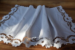Old antique lace hand-embroidered Madeira curtain 106 x 42