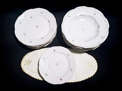 Nagyon régi Zsolnay porcelán tányérok: 6 mély, 6 lapos +3 db kistányér ajándék