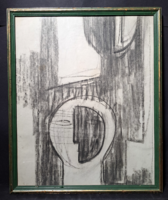 Rác András: Fejek - szénrajz (teljes méret 43x52,5 cm)