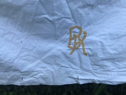ÁGYNEMŰ - LEPEDŐ - MONOGRAM - GOMBOLHATÓ - 220 x 135 cm - PAMUTVÁSZON - HÓFEHÉR - RÉGI - HIBÁTLAN