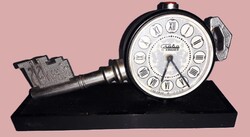 1970'S CCCP - SLAVA -11 KÖVES asztali ébresztős óra - "MOSZKVA KULCSA "- 16X 6 X 8 cm JAVÍTANDÓ