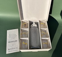 Retro cseh üveg boro crystal koktél shaker italkeverő készlet dobozában