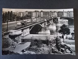 Régi képeslap Budapest Margit híd  - közlekedés- villamos - busz - forgalom