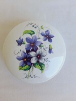 Aquincumi ibolya mintás porcelán bonbonier , ékszertartó