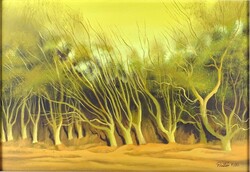 2A477 Pintér József : "Őszi füzesek" 1990 34.5 x 50 cm