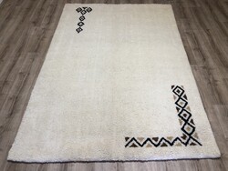 TUNÉZIAI Berber kézi csomózású extra vastag gyapjú szőnyeg, 167 x 240 cm