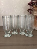 Retro vastag falú, repesztett hatású desszertes / fagyis / jegeskávés talpas poharak