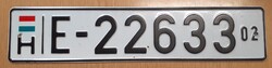 Magyar rendszám rendszámtábla E-22633 2.