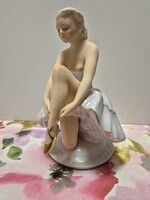 Fasold & stauch porcelán, halvány lila, aranyozott ruhájú balerina - meseszép