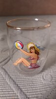 Retro Pin Up girl pohár hitelesített 1/8 liter űrtartalom 70-es évek