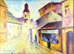2A480 Modern magyar festő : Szentendre eső után