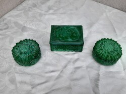Jade zöld cseh Art Deco malachit üveg ékszertartók egyben Curt Schlevogt tervei alapján