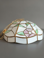 Geometrikus Tiffany ólomüveg csillár, arany tónusú kerettel - 47 cm