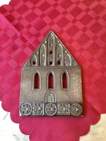 Észt kerámia fali kép tallini Pirita kolostorról 20x14 cm.