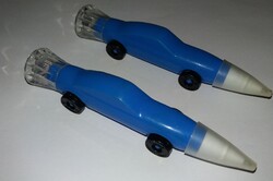 Retro papírboltos trafikos JÁTÉK ZSEBLÁMPA /TOLL/KISAUTÓK KÉK színben DARABRA 14 cm