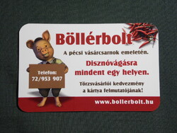 Kártyanaptár,Böllérbolt,Pécs,Vásárcsarnok,reklám figura,malac, 2012   (5)