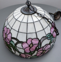 Nagy méretű virágmintás Tiffany ólomüveg csillár, lámpa, 50 cm