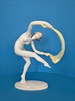 Herendi porcelán  akt figura Fátyoltáncos nő